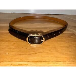 Ralph Lauren Black Leather Croc Embossed Belt M